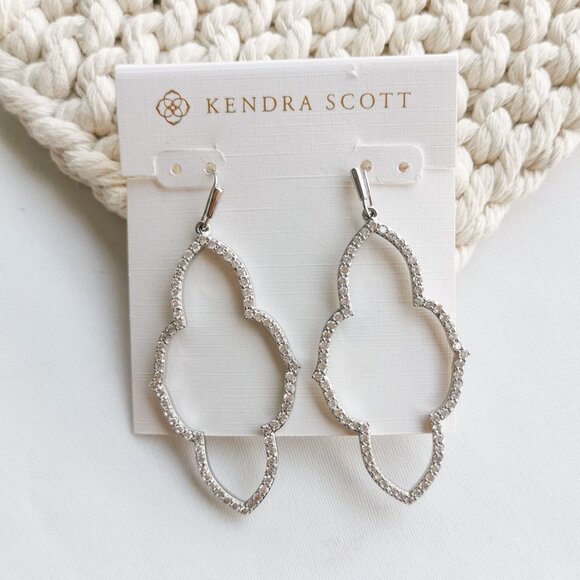 Kendra Scott Abbie Silver White Crystal Earrings - Picture 1 of 3